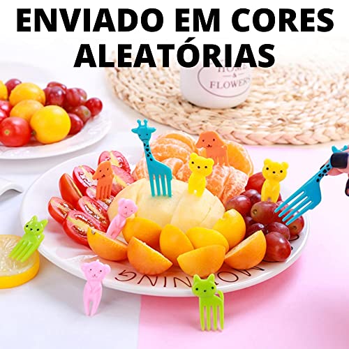 Kit 10 Pçs Palitos Garfinhos Espeto Para Petiscos Frutas Queijo Animais Lancheira