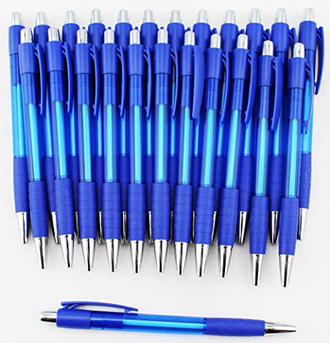 EZPENCILS & GIFTS - Blank Pens Bulk – Silver Tip and Cap - Black Ink Pens - Grid Pens - Dark Blue Body - 40 Pcs