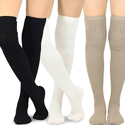 Image of Fashionable Cotton Slouchy Boot Socks for Women and Girls: Long Thigh Highs, Over-the-Knee Highs, and Knee Highs