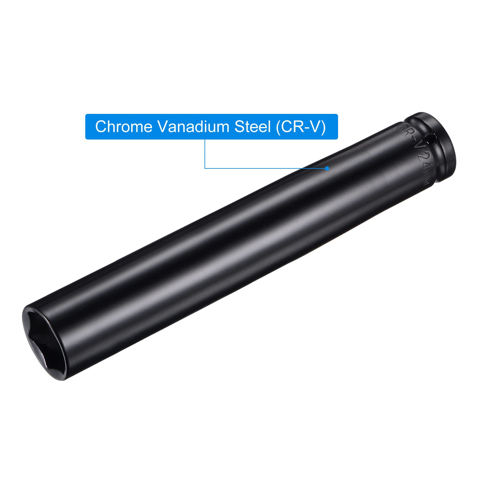 1/2 Zoll Antrieb Schlag-Stecknuss 24 Mm Tief – Aus Wärmebehandeltem CR-V Stahl, 20,3 Cm Lang