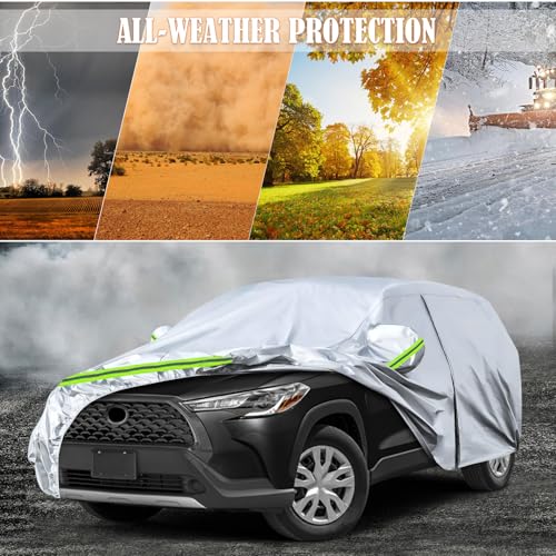 Image of Waterproof Car Covers Replace for 2020-2025 Toyota Corolla Cross, 6 Layers All Weather Car Cover with Zipper Door & Windproof Bands for Snow Rain Dust Hail Protection