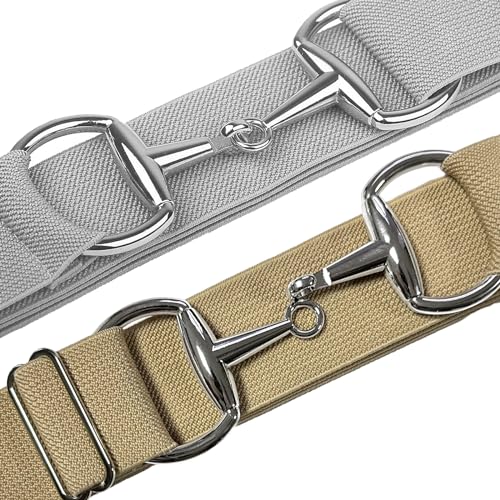 Image of Huaerle 1.5 inch Elastic Equestrian Belt with Bit Buckle and Leather Key Strap