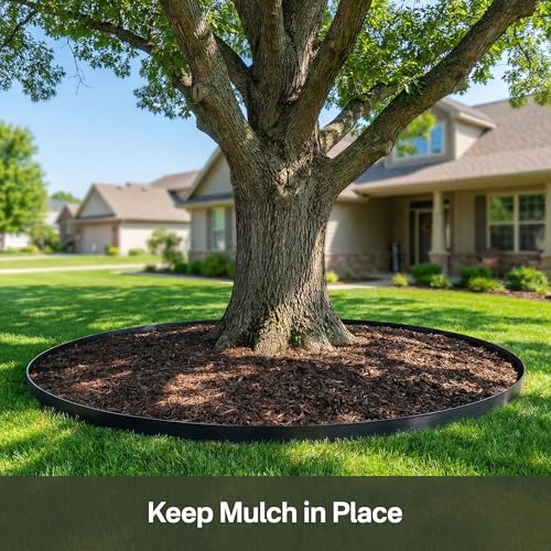 Greens Word Landscape Edging Garden Edging Border, 90FT No Dig Plastic Edging for Landscaping (3 Pack x 30FT), Black Flexible Lawn Border with 150PCS Spikes for Flower Beds Tree Rings Walkways by Greens Word - Used condition - Image 3