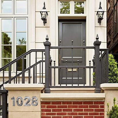 Hausnummer aus Edelstahl selbstklebend –Haustür nummer Höhe 12 cm – Hausnummern zum Kleben– Design-Hausnummernschild selbstklebend(8). (3)