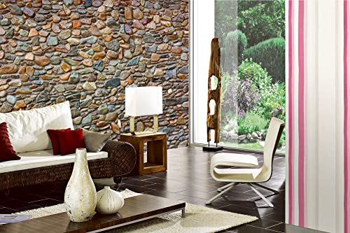 WTD Mantiburi Papier peint photo non tissé Motif mur de galets 375 x 250 cm (avec colle) – Papier peint non tissé – Papier peint mural – Prêt à être...