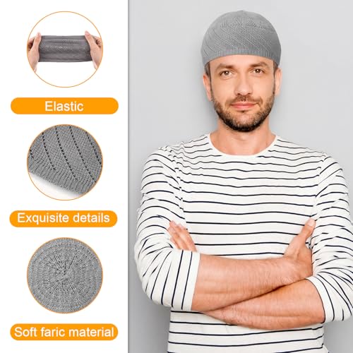 Image of Boyiee Kufi Hat for Men Muslim Knit Kufi Cap Crochet Beanie Skull Beanie African Hat for Men Women