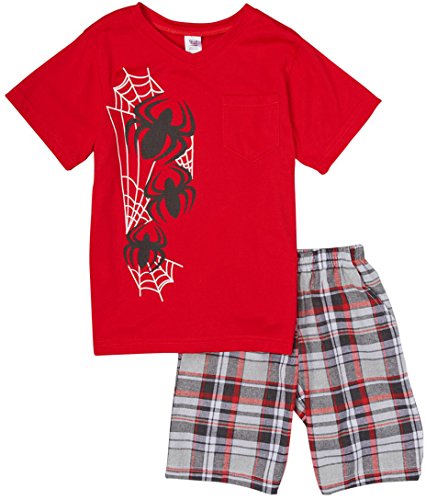 Image of ToBeInStyle Boys' 2-Piece Graphic Top & Plaid Shorts Outfit Set - Polo or V-Neck Tee
