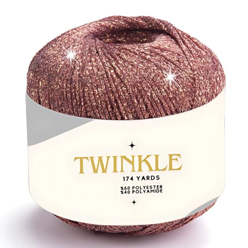 Image of Twinkle Metallic Glitter Yarn Sparkle Fine 1 Light fingering weight worsted gold silver for Crochet Knitting, 25g 0.88oz, 175 yard Soft Craft Shawls Cardigans Bags Sparkly Lurex Silver 948