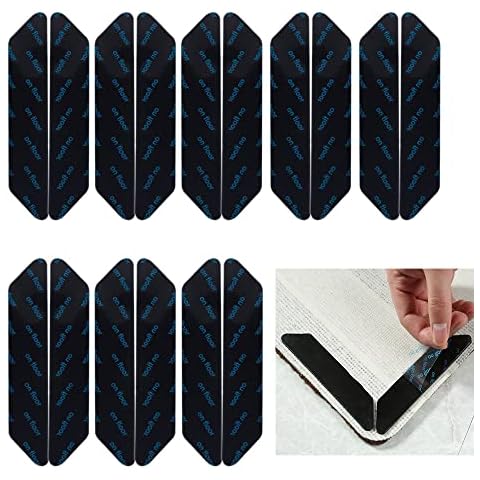 KISUOMAOYI Rug Grippers 16 Pcs, Non Slip Reusable Washable Rug Tape for Area Rugs, Floor Mats, Hardwood Floors, Tile Floors, Linoleum, Carpet Cover