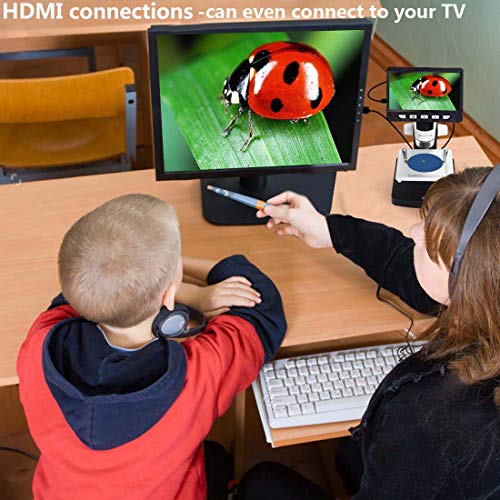 LCD Digital Microscope, YINAMA 4.3 Inch 50X-1000X Magnification 1080P Compound Handheld Microscopes Camera with Rechargeable Battery Mini Hdmi Port 8 LED Lights 8G SD Card and Slides - Thumbnail 5