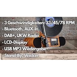 Platine vinyle verticale avec haut-parleur USB Bluetooth DAB+ radio télécommande | Système de musique rétro nostalgie | Système compact | Chaîne stéréo | Système rétro vintage | Tourne-disque – Image 2