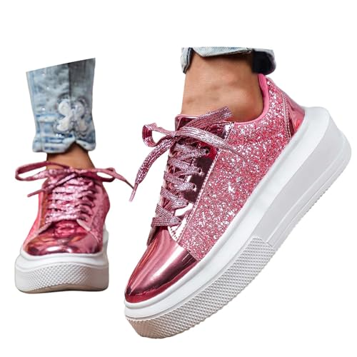 Chaussures à paillettes haut haut pour femme baskets de fête et spectacle légères à lacets
