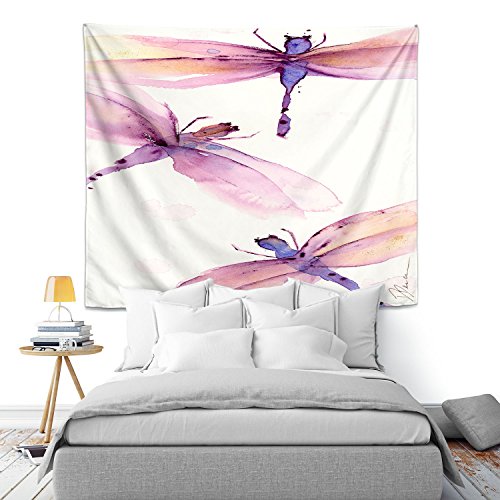 Dia Noche Tapestry Small 51"X60" Wall Art By Dawn Derman - Purple Dragonflies #TOP1