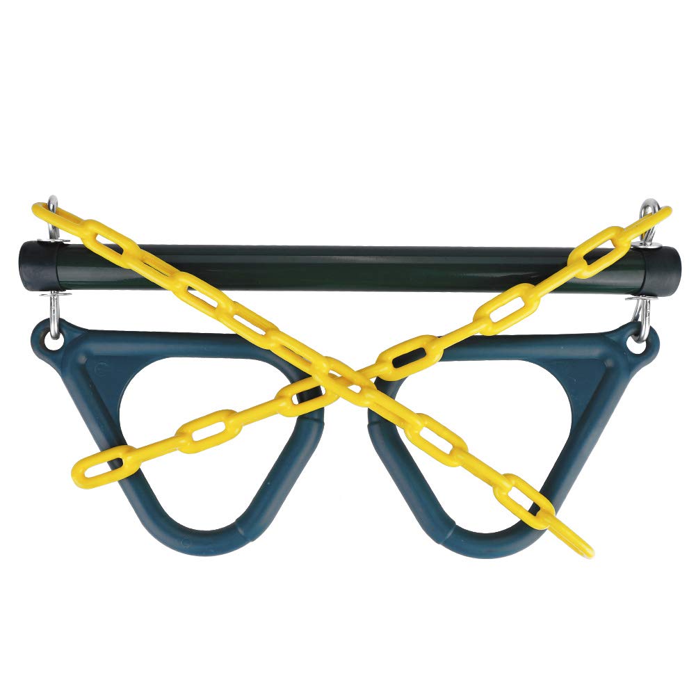 Altalena a Trapezio con Anelli per Bambini, Trave in Acciaio e Anelli in Plastica, Facile Installare e Riporre, per Uso Domestico e Giardino
