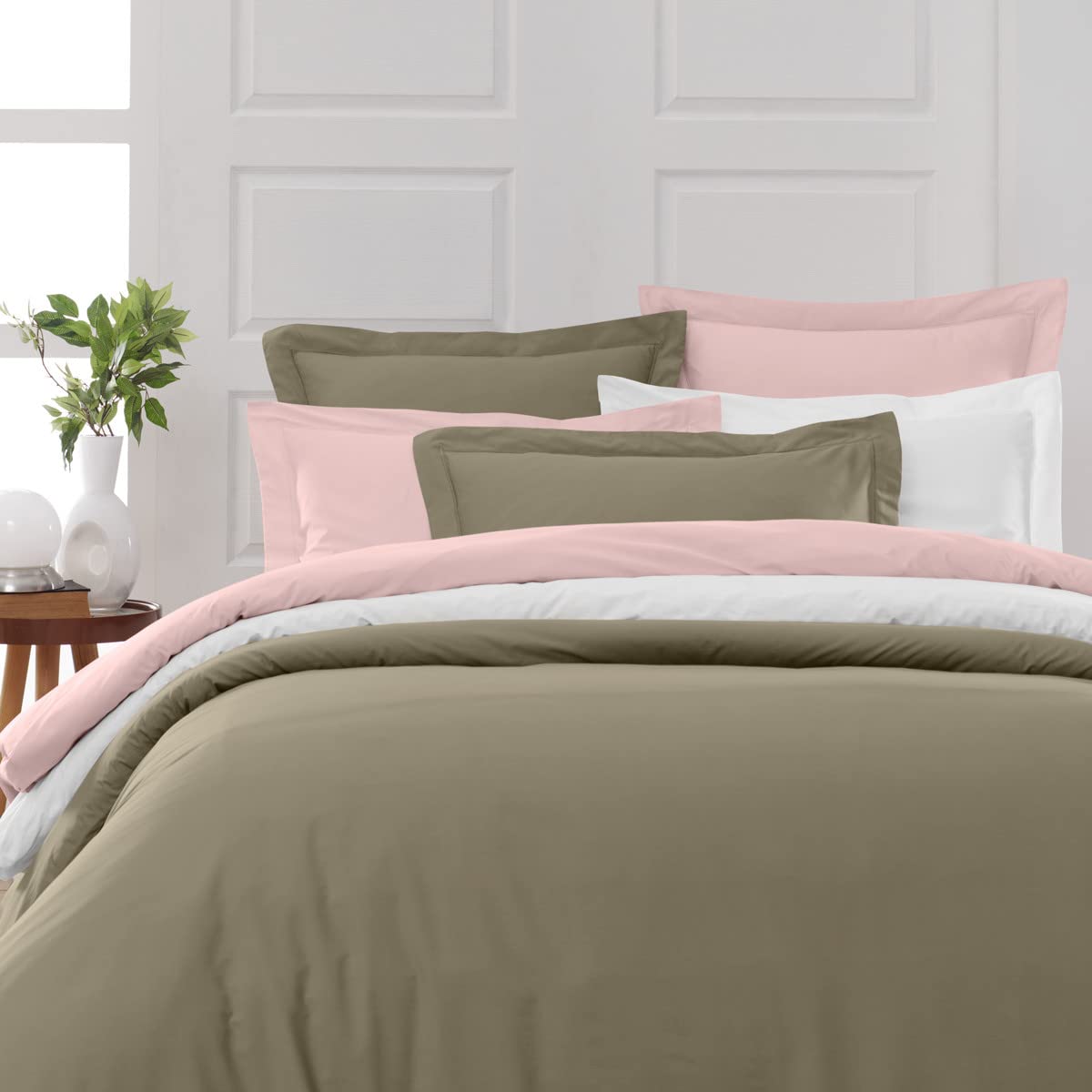 Home Cassiopee tr80pe-tau Bolster Cover 80 Count Percale Taupe 45 x 185 cm, 45x185 x cm - Image 3