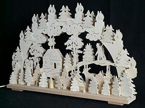 Arche lumineuse en bois naturel de l'Erzgebirge décor de fenêtre de haute précision 70cm