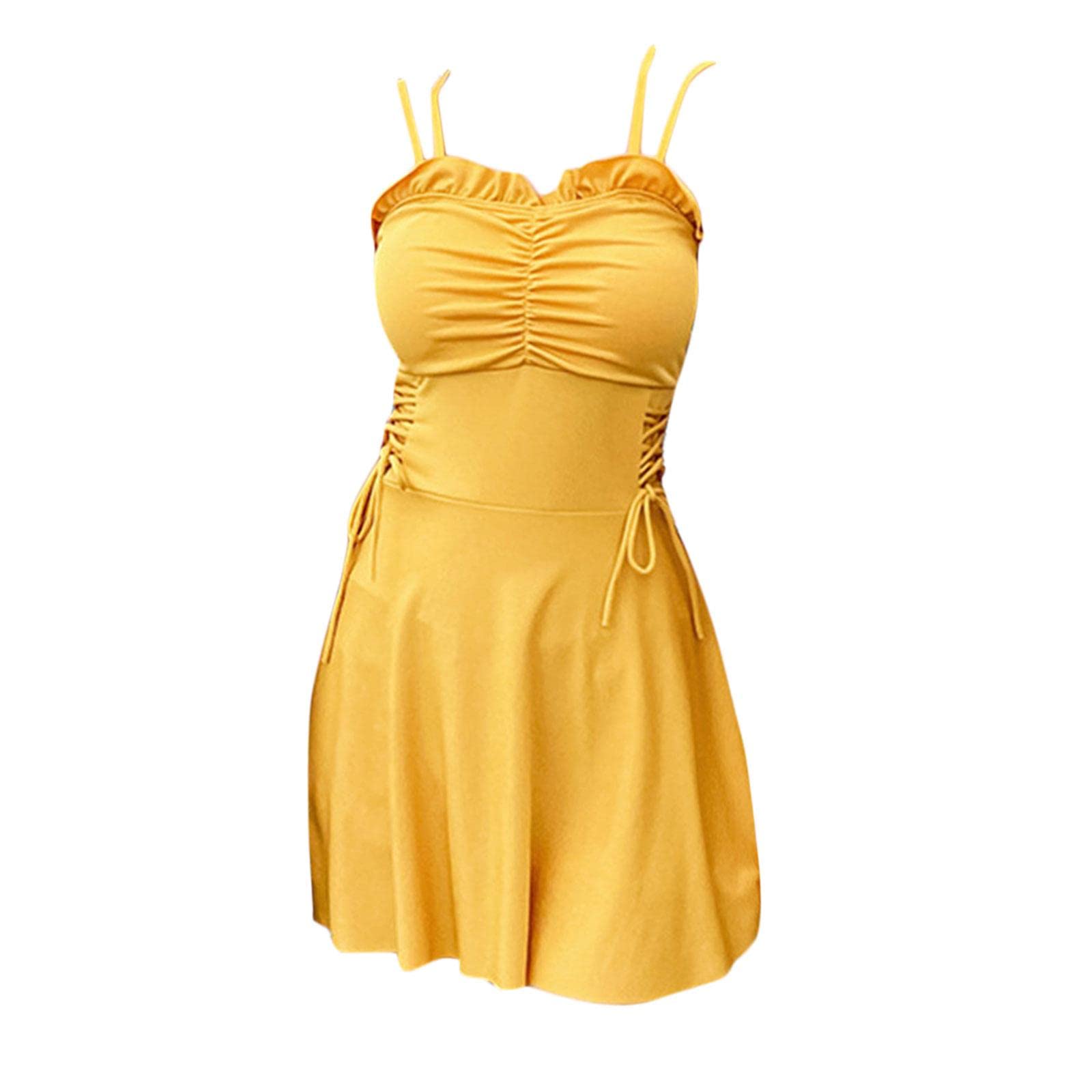 Enakshi® Women Swimsuits Solid V-Neck Push Up Swim Skirt Beach Bathing Suit Yellow XL|Clothing Shoes & Accessories | Womens Clothing | Swimwear-image-30