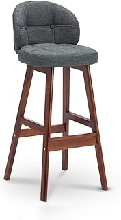 Home Mall- Industrial Style Wood Barstool | Silla Retro con Respaldo de Tela y cojín para Cocina Bar Cafe (Color : Gray Mat, Size : Brown Frame)