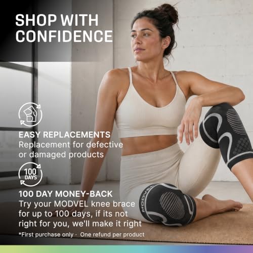 Image of Modvel 2 Pack Knee Brace for Women - Knee Support for Walking, Knee Compression Sleeves for Pain Relief, Knee Sleeves for Women, Knee Brace for Sports, Workouts & Arthritis