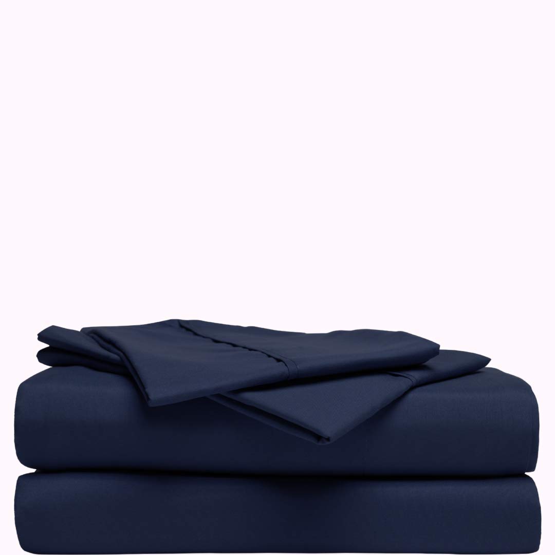 Pampered By Porsha Luxurious Feel Sheet Set - Double-Brushed Microfiber - 3 Piece (Navy, Twin)