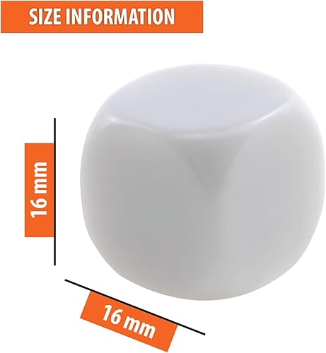 Miniatura 6 de Juego de dados blancos en blanco de 0.631 pulgadas (0.630 in), cubos de dados redondeados de acrílico para juegos, fiestas, diversión, calcomanías