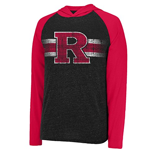 J America NCAA Rutgers Scarlet Knights Men's Free Style Hooded Slub Tee, XX-Large, Black Heather/Red