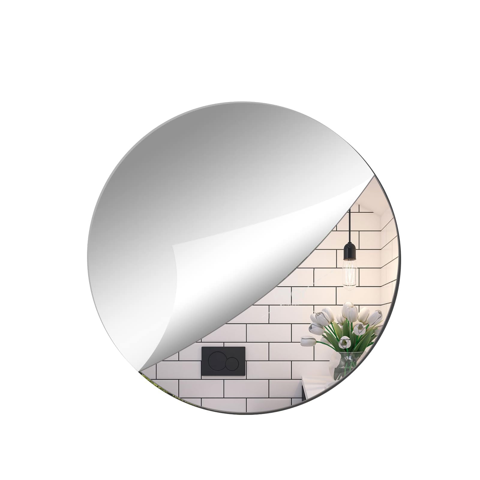 Husalsea Espejo Adhesivo Redondo de Pared Espejo de Baño Decorativo 30 cm - Espejo Flexible Autoadhesivo - Decoración Moderna para Bodas y Fiestas.