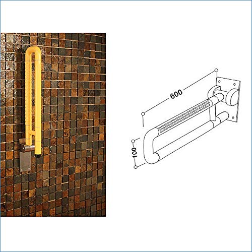 Asa Seguridad 60cm de Acero Inoxidable WC Caja Barras de Seguridad for los baños Baño Barra de Seguridad Asidero para el baño (Color : Yellow)