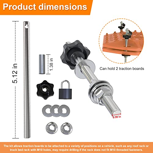 Mounting Pins Kits For Traction Boards, Universal Lockable Theft-Proof Mount Pins Kit With 4 Padlocks, Fit For Almost All Recovery Tracks #TOP2