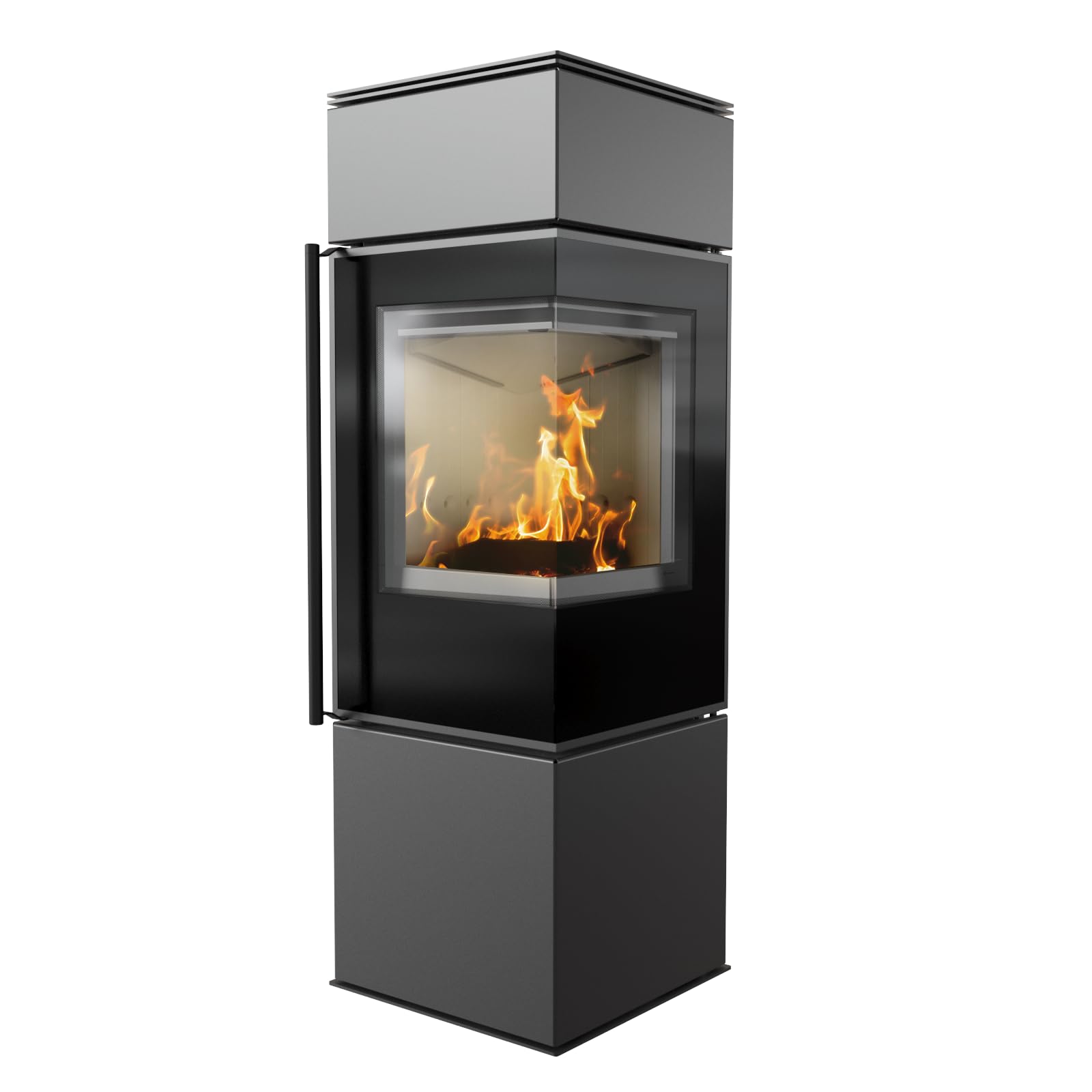 KRATKI Stufa a legna in acciaio REN 7,3 kW Ø150 destro A ECODESIGN 2 15a B | Acciaio nero, efficienza 80,2%, classe A. Ecodesign, BImSchV 2, Flamme Verte 7, Kratki PRO; per recupero calore.; S destra