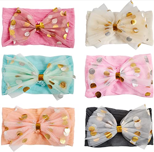 Image of ANNA CREATIONS premium Designer Soft Flower Bow hairband Headband Hair Accessories for Baby Girls, baby girl kids hairband headbands elastic hair accessory,Pack of 6 - Multicolor