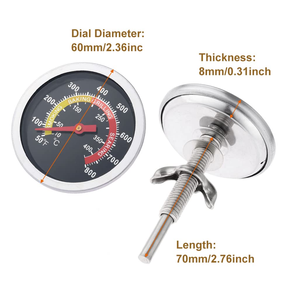 Buy Mtsooning 2 3/8 Face 800F Charcoal BBQ Thermometer, Barbecue