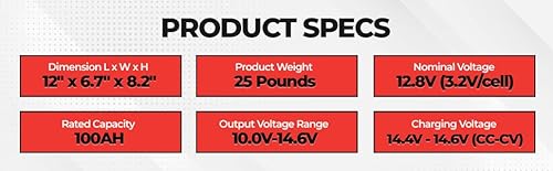 Vmax Lfp27-12100 Lithium 12V 100Ah Lifepo4 Marine Deep Cycle High Performance Maintenance Free Ultra Safe Li-Iron Battery For 80Lb Trolling Motors Replacement For Agm #TOP2