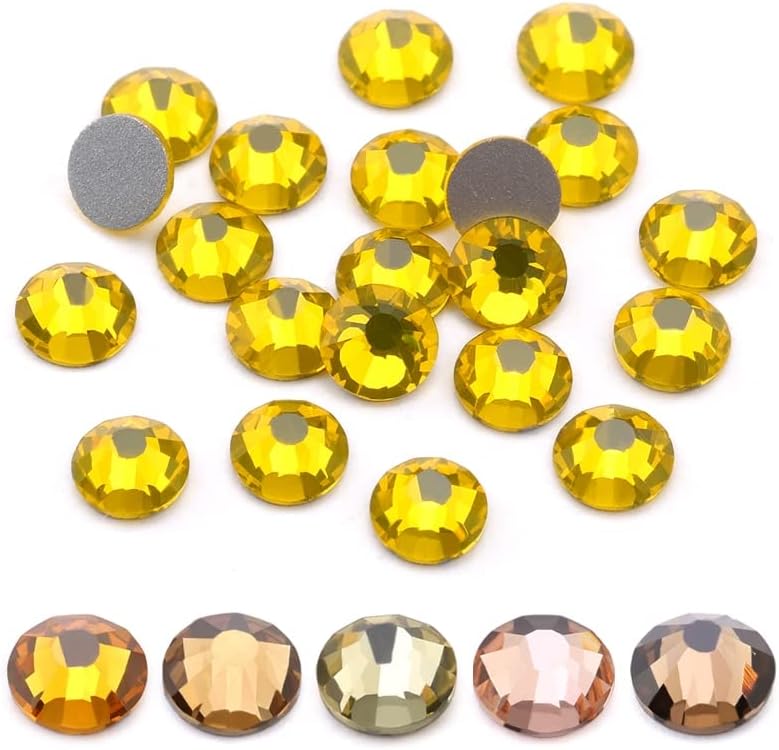 Ss4-Ss34 Citrine Rhinestone for Nail Art Flatback Non Hotfix Glue On Nail Art Rhinestones Boutique and Top Grade