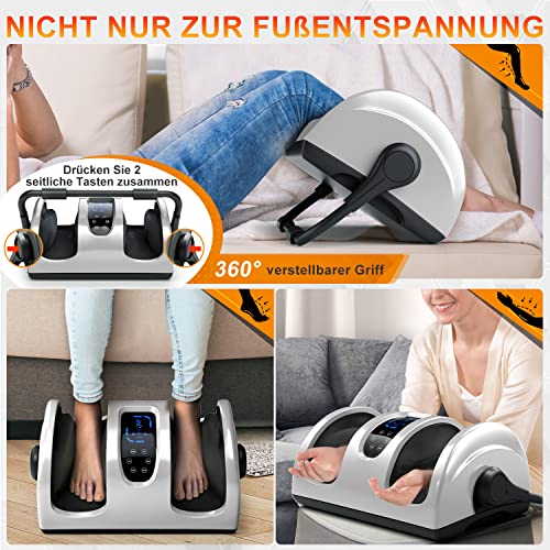 TISSCARE Fußmassagegerät mit Wärme und Fernbedienung, Shiatsu-Fuß- und Wadenbeinmassagegerät, Silber - Image 7