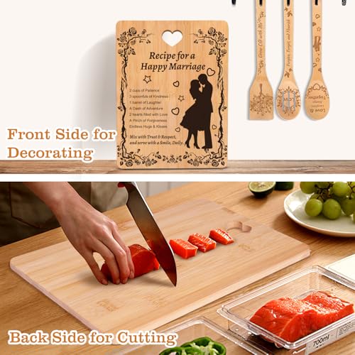 Set de Tabla de Cortar de Bambú Grabada con Utensilios miniatura 5
