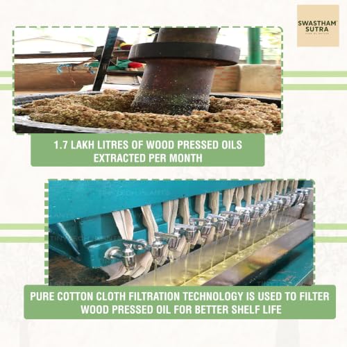 Image of SWASTHAM SUTRA Wood Pressed Coconut Oil | 100% Pure, Unrefined & Cold Pressed Coconut Oil | Extracted from A1 Grade Coconut | Natural Edible Oil for Cooking, Skin & Hair Care | Anti-Spill Bottle (250ml)