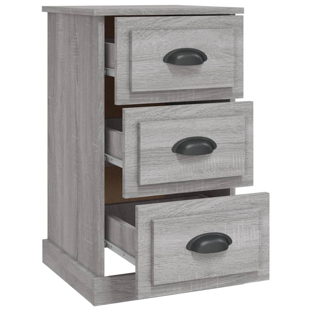Nachttisch Grau Sonoma, 39x39x67 cm Holzwerkstoff, Beistelltisch Schlafzimmer, mit 3 Schubladen, Robustes Material, für Bücher, Gläser, Kaffeetassen, Notizblöcke, Schreibwaren