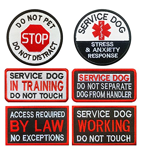 Zcketo Abnehmbare Diensthunde-Patches,“Service Dog Do Not Pet Working Do Not Touch” EMT Hunde Abzeichen Gestickt Klettverschluss Patches für Hundeweste, Geschirr, Rucksack (6 Stück)