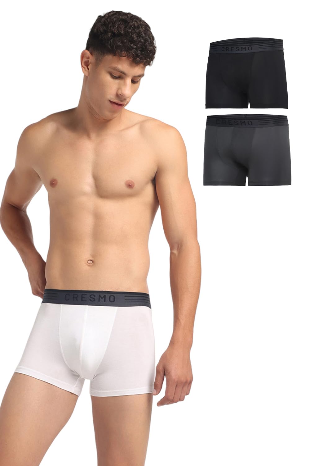 cresmo Men's|Anti-Microbial Luxury Micro Modal Underwear Breathable Ultra Soft Comfort Lightweight Trunk|Pack of 3 |-picture-35