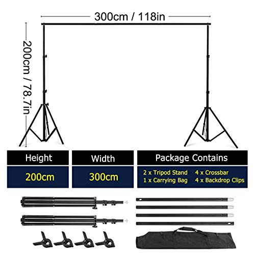 Selens Soporte Telón de Fondo Verde Croma Kit 2x3M, Soporte Sistema Fotografía + 6.6x10ft Fondo Muselina Pantalla con Clips para Estudio Fotográfico Retrato Vídeo Juego Green Screen Backdrop Stand - imagen 3
