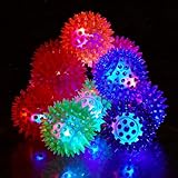 Relaxdays LED Igelball, 12er Set, blinkende Leuchtbälle in 4 Farben, mit Noppen, LED Flummis für Kinder, Ø 6,5 cm, bunt