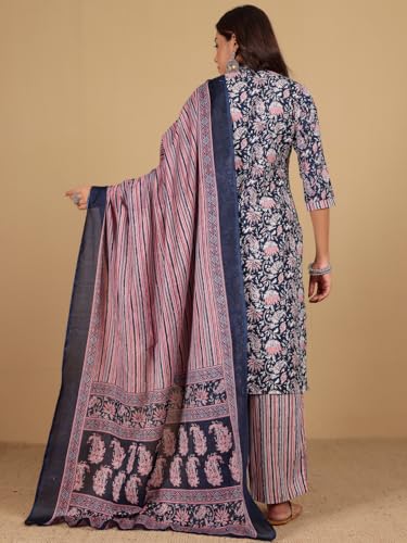 Kurta avec pantalon ample ensemble léger motif floral coton - 4