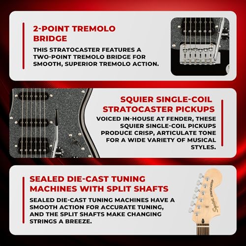 Image of Fender Squier Affinity Series HSS Stratocaster with Laurel Fingerboard- Metallic Black