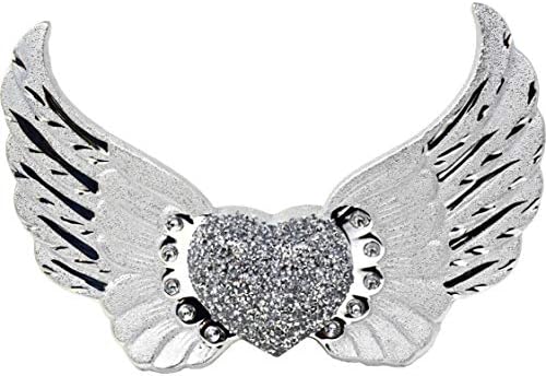 Silver Heart Sparkle Ornament Bling Crushed Diamond Gift | CRYSTALLIZED Heart with Angel Wings |Handmade Craft | Crushed Diamond Display |Gift Present for all occasion, Home Decor