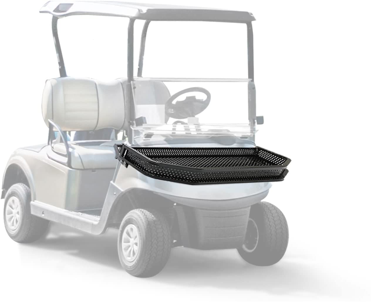 HECASA Front Clay Outer Cargo Basket Compatible with 2008-up EZGO RXV Golf Cart Black Cargo Storage w/Mounting Brackets (Hardware Included)