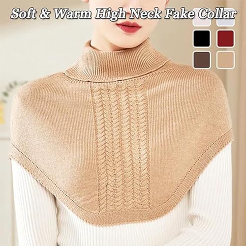 Soft & Warm High Neck Fake Collar, Fake Turtleneck Collar, Roseionly Pullover Dickey Collar for Women (2 Pcs-E)2