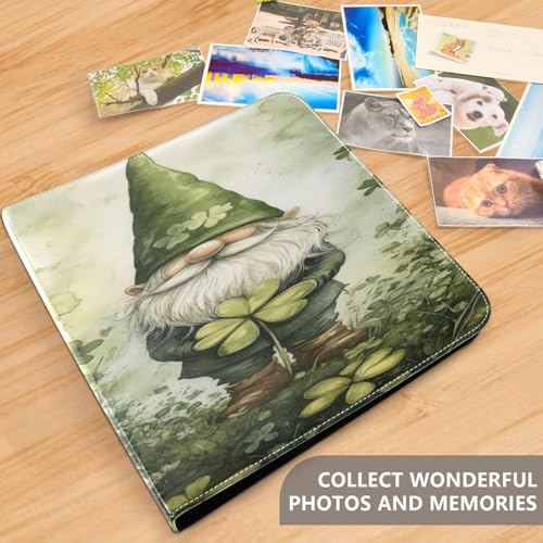 Álbum de Fotos Autoadhesivo DIY Scrapbook con Diseño de Duende Cute y Tréboles de San Patricio, Encuadernación de 3 Anillos, 40 Páginas, Tamaño 8x10 para Memorias miniatura 5