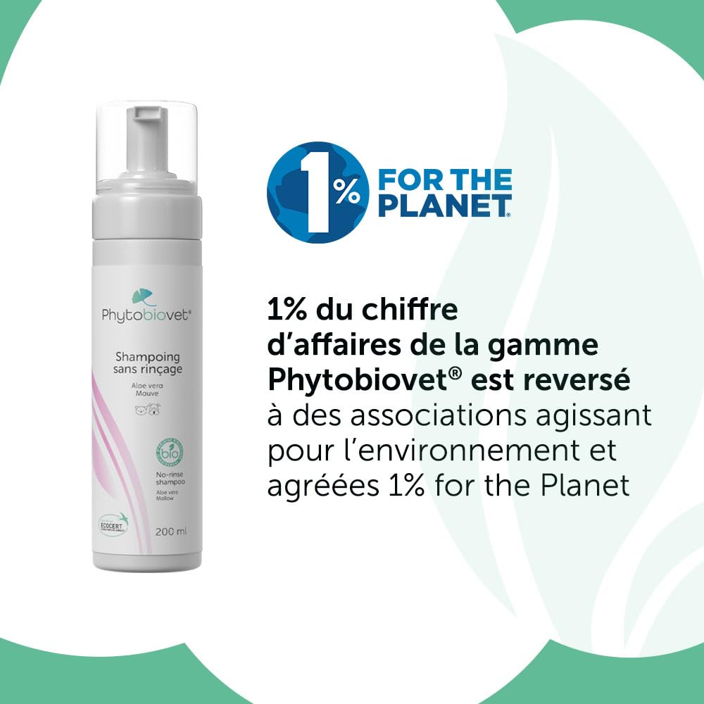 MP Labo Phytobiovet® Shampoing sans Rinçage pour Chien et Chat 200 ML - A l’Aloe Vera et à la Mauve - Labellisé Ecocert Ecosoin Bio des Animaux