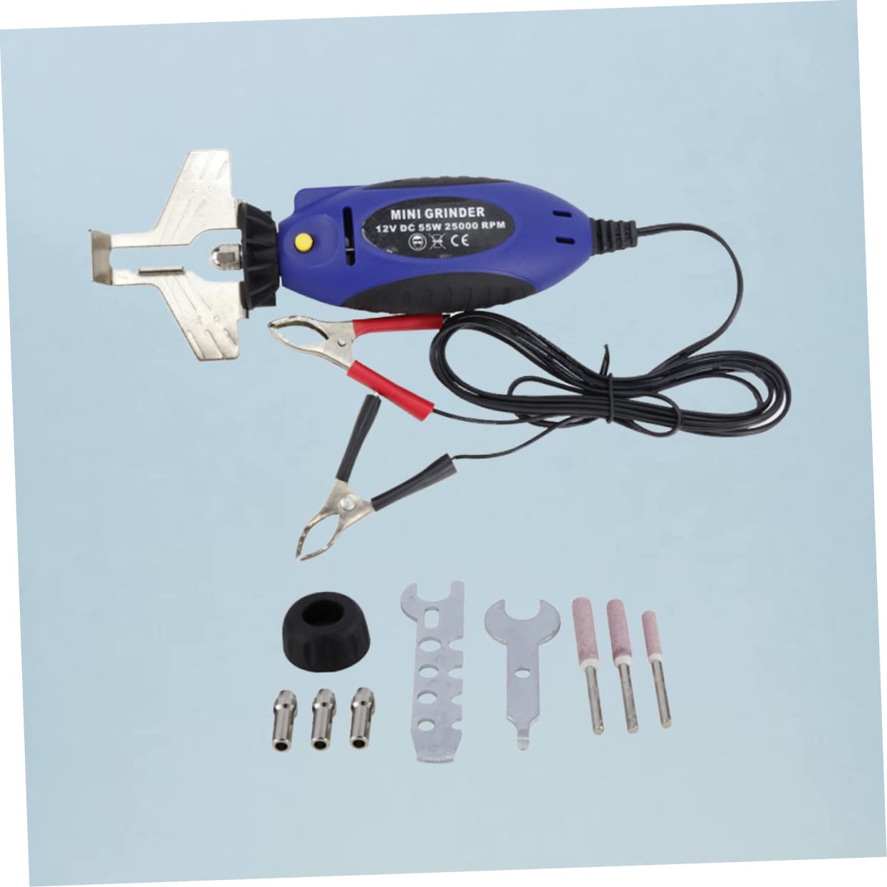 Kisangel 12v Máquina De Afilar Cadenas Eléctrica De Herramienta Manual De Afilado Diseño Ergonómico y Fácil De Usar Incluye Piedra De Afilar y Llave Color Azul Para Mantenimiento De